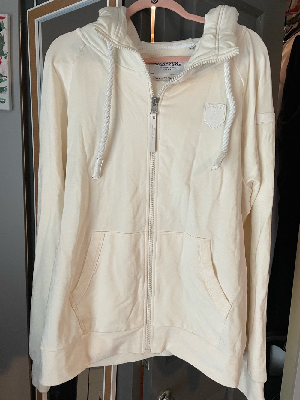 Wanakome Cream Full-Zip Hoodie Jacket size xxl